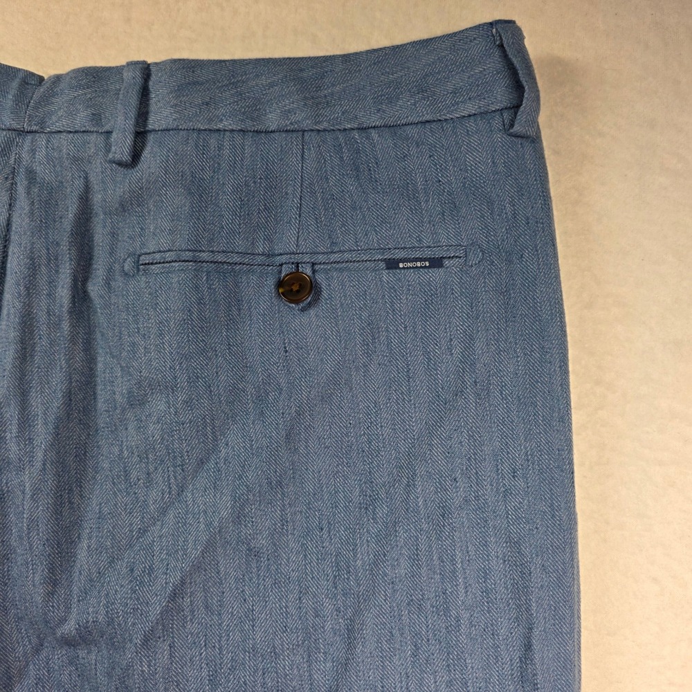 Bonobos Dress Pants Men 36x32 Blue Slim Fit Profila Italia Herringbone Trousers - Picture 8 of 10